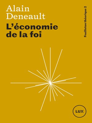 cover image of L'économie de la foi